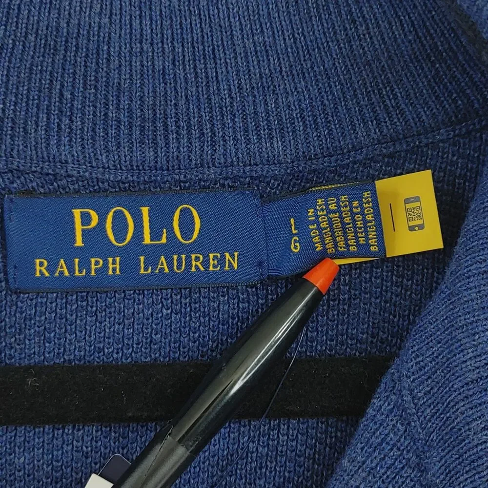 Polo Ralph Lauren Men's Classic 1/4 Zip Pullover Sweater Navy Heather Large